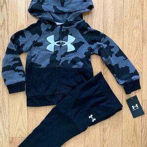 Under Armour Black and Gray Camo Hoodie Set